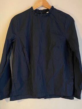 H&M Black Ruffled Mock Neck Blouse Victorian Dark Academia Size 10